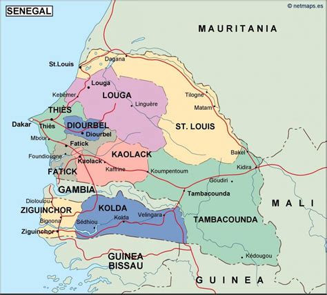 Senegal Country Map Map Of Senegal Country Western Africa Africa