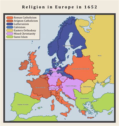 Religion in Europe : 1652 : imaginarymaps