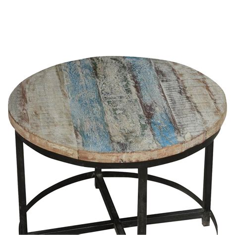 Verdad wood top coffee table. Bithlo Reclaimed Wood Top Round Industrial Coffee Table