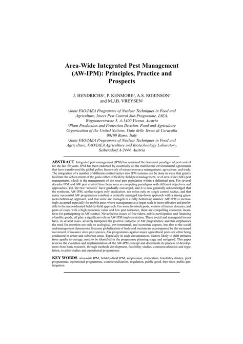 Pests are organisms that damage or interfere with desirable plants in our fields and these ipm principles and practices are combined to create ipm programs. (PDF) Area-Wide Integrated Pest Management (AW-IPM ...