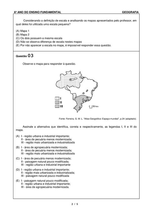 Exercícios Sobre Mapas 6 Ano Com Gabarito