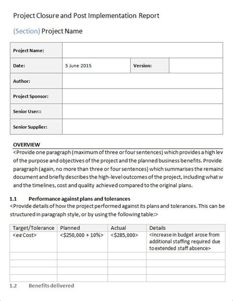 Project Closure Report Template Free Classles Democracy