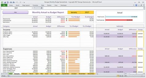 Monthly Budget Spreadsheet Planner Excel Home Budget For