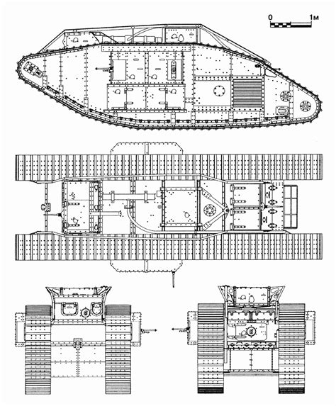 Mark V Tank Blueprint British Tank Ww1 Tanks Blueprints