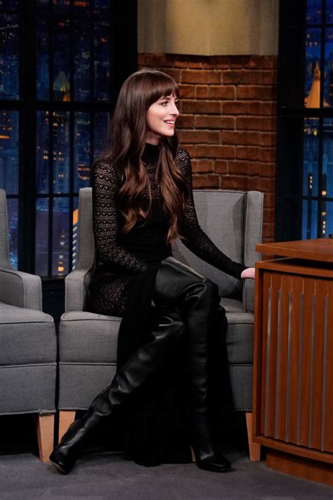 Madame Web Star Dakota Johnson In Tom Ford On Late Night With Seth Meyers Tom Lorenzo