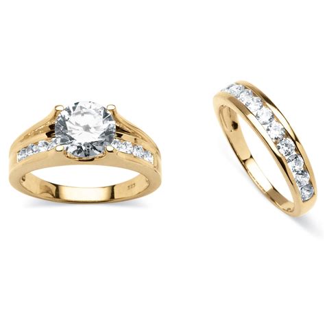 308 Tcw Round Cubic Zirconia 2 Piece Bridal Ring Set In 18k Gold Over
