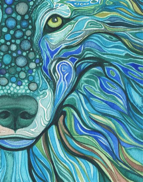 Water Wolf Print Of Watercolour Painting Sea Wolf Animal Etsy