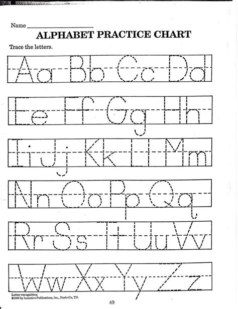 Kindergarten Handwriting Practice Worksheet Printable Manuscript
