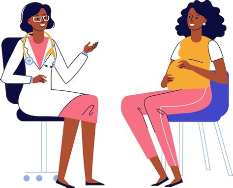 Exame médico médico para mulher negra grávida Vetor Premium