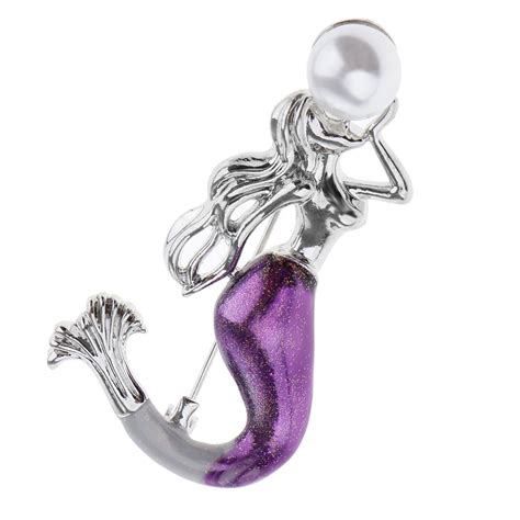 Buy Fashion Silvertone Purple Mermaid Pin Brooch Lapel
