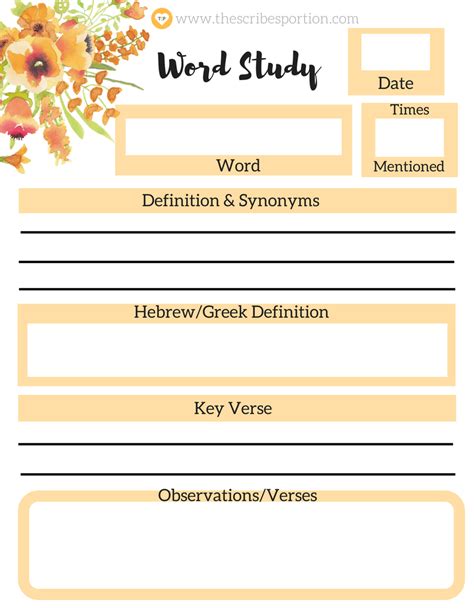Bible Study Worksheets The Scribes Portion