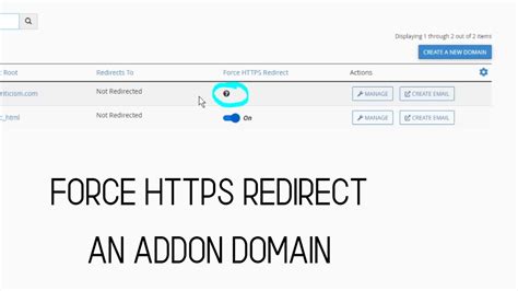 enable redirect on addon domain in cpanel youtube