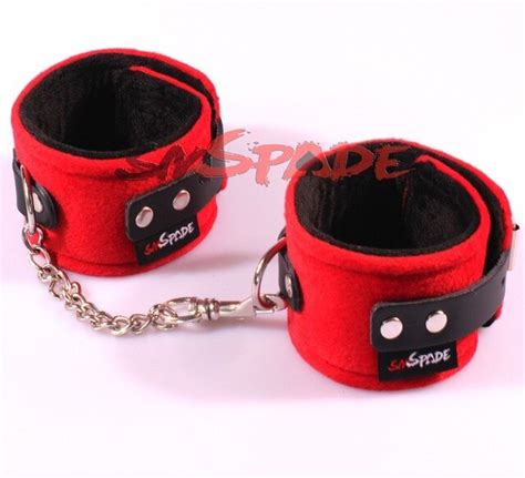 Red Velvet Plush Anklecuffs Bondage Sex Restraints Feet Cuffs For Men