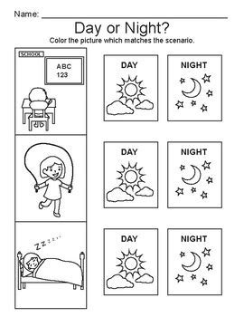 Day and night worksheet