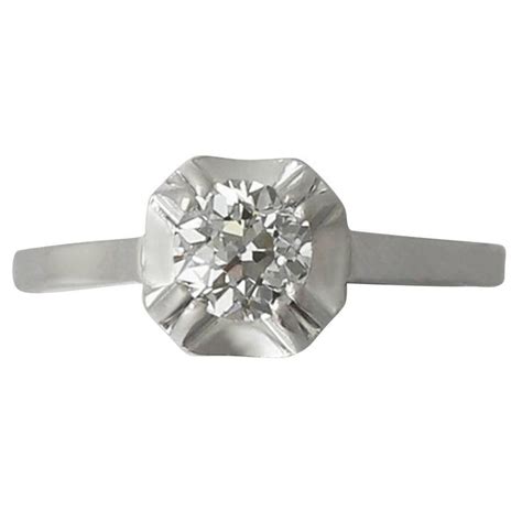 0 65ct diamond and 18k white gold platinum set solitaire ring antique circa 1920 for sale at