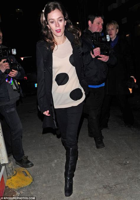 Anna Friel Jazzes Up A Simple Black Ensemble With A Sheer Nude Spotted