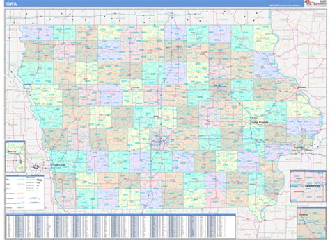 Iowa Wall Map Color Cast Style By Marketmaps Mapsales