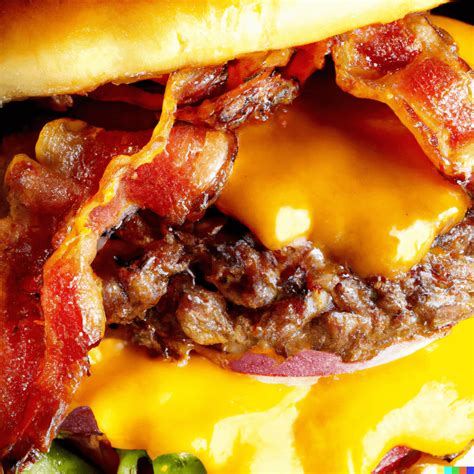 A Highly Detailed Photo Of A Triple Bacon Cheeseburger 4k High