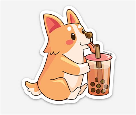 Animals Drinking Boba Stickers Cute Laptop Stickers Dog Stickers
