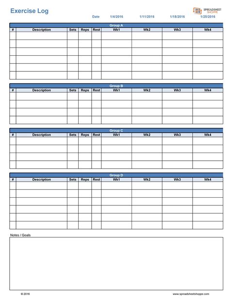 Workout Tracker Printable OFF