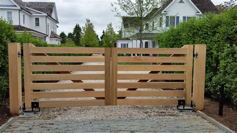 Custom Design Wooden Driveway Gate With Auto Access Controls Made Out