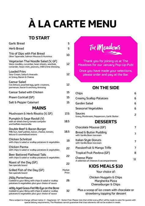 Check spelling or type a new query. January A La Carte Menu | The Meadows (MGRA)