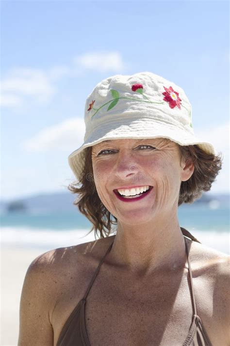Happy Smiling Mature Woman Wearing Bikini Stock Image Image 23954557