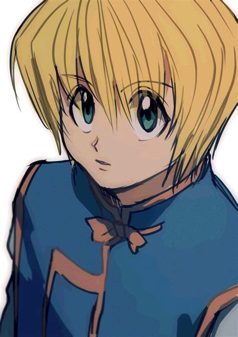 An Anime Character With Blonde Hair Wearing A Blue Shirt And Brown Bow