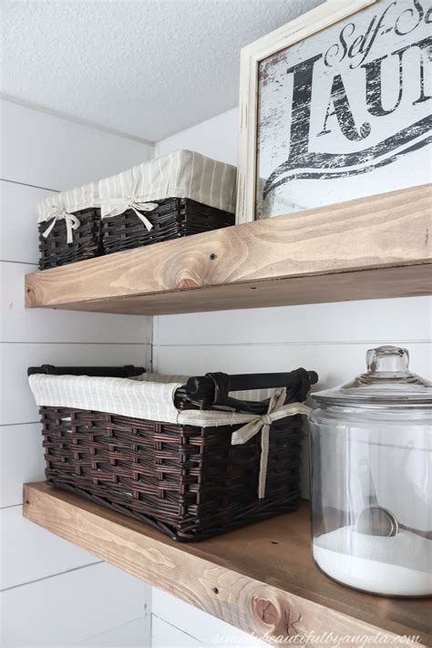 'won't that be expensive?' we hear you cry. DIY Rustic Farmhouse Laundry Room Shelves | Simply ...
