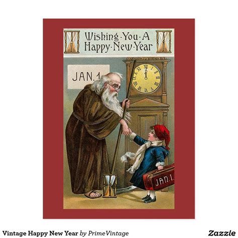 Vintage Happy New Year Holiday Postcard Zazzle New Year Greeting