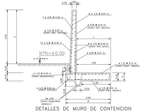 Reinforced Concrete Retaining Wall Section Cad Drawing Dwg File Cadbull
