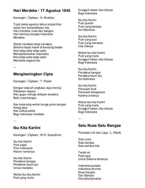 Lirik Lagu Qasidah Indonesia Merdeka Lirik Lagu Indonesia Jaya