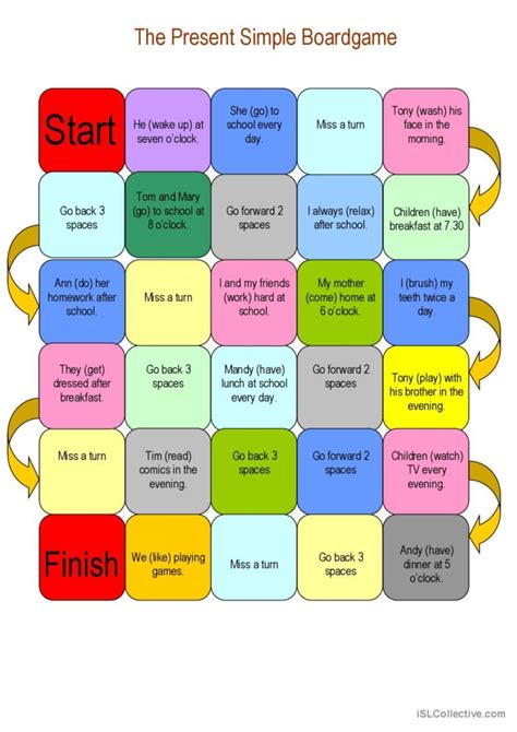 The Present Simple Boardgame Boar English Esl Worksheets Pdf And Doc
