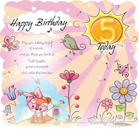 5th Birthday Girl Greeting Cards By Loving Words
