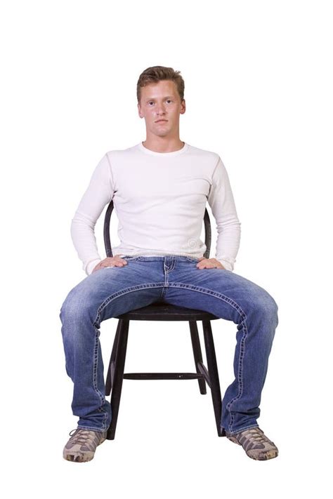 White Man Sitting On Chair Relaxed Stock Photo Image Of Sitting