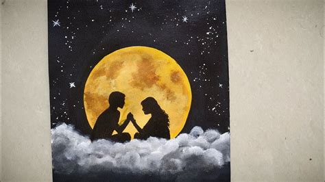 Moon Light Couple Painting Romantic Couple Painting Acrylic Painting For Beginners Step By