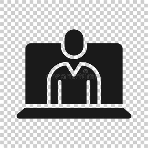 People With Laptop Computer Icon In Flat Style Pc User Vector