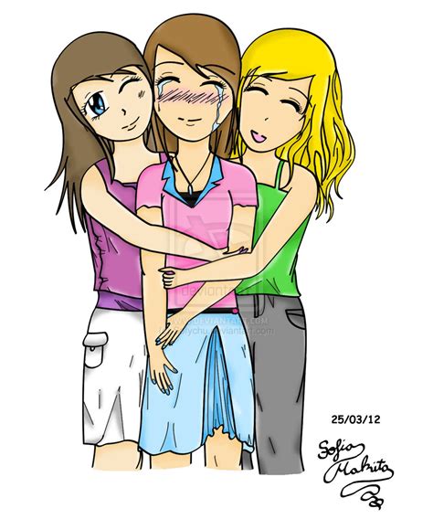 3 Best Friends Hugging Drawing Clip Art Library