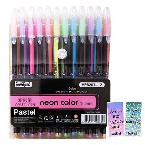 Zuixua Pastel Neon Color Gel Pens Pack Of 12 Colors Nib Size 1 Mm
