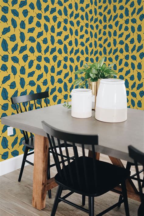 Bold Leaf Removable Wallpaper Self Adhesive Wallpaper With Etsy