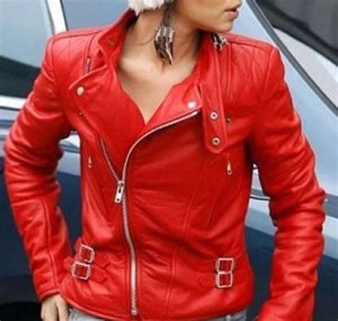 Red Womens Moto Lambskin Real Leather Jacket Motorcycle Etsy