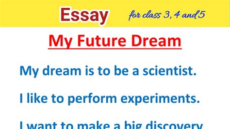 My Future Dream My Future Dream Essay For Class 3 4 5 My Future