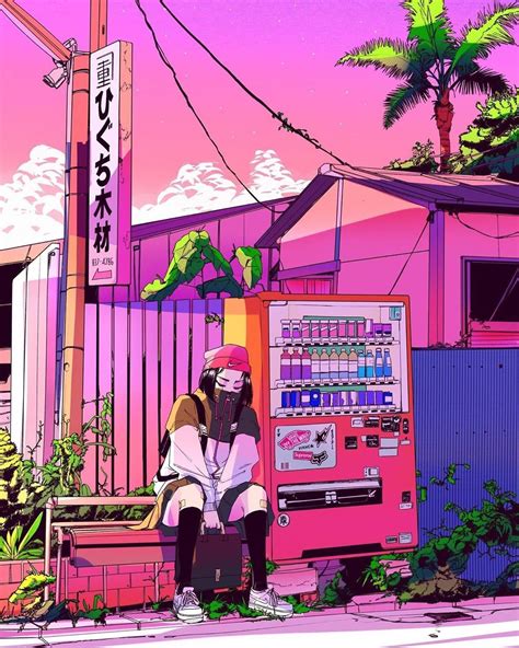 𝒚𝒐𝒔𝒉𝒊𝒌𝒐 東京 Vaporwave Art Anime Scenery Wallpaper Aesthetic Art
