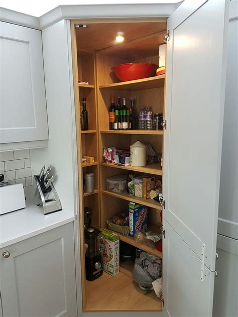 Kitchen Inspiration Pantry System In Ashbourne Light Grey Corner