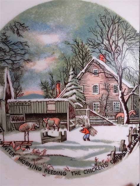 Currier And Ives Feeding The Chickens Wall Hanging Etsy