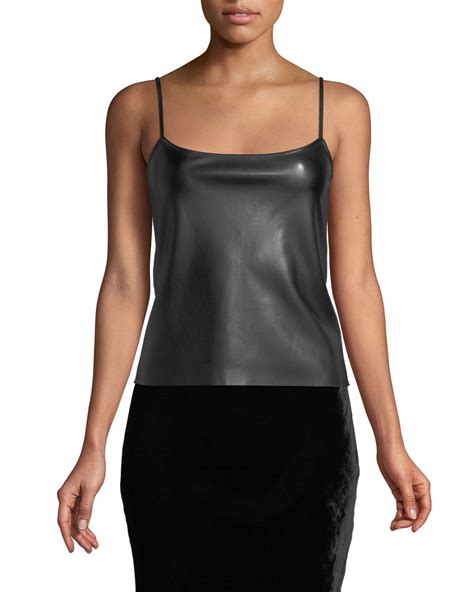 Theory Bedford Faux Leather Tank Top Neiman Marcus