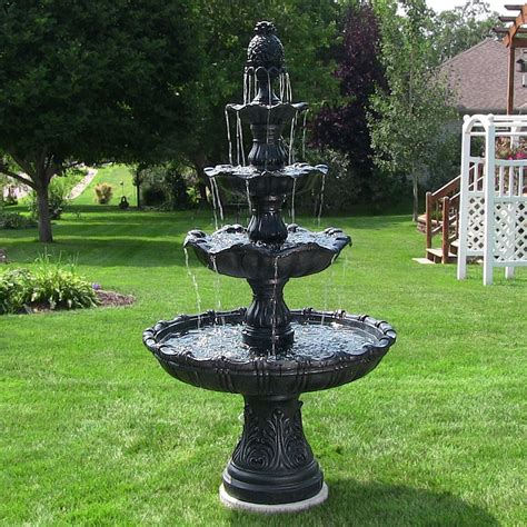 Sunnydaze 4 Tier Grand Courtyard Outdoor Water Fountain Black Finish
