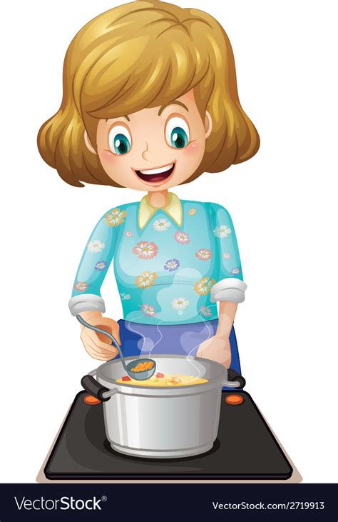 A Happy Mother Cooking Royalty Free Vector Image