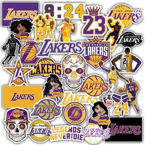 The Los Lakers Stickers Are All Different Colors