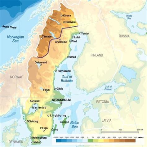 sweden elevation map map of sweden elevation northern europe europe